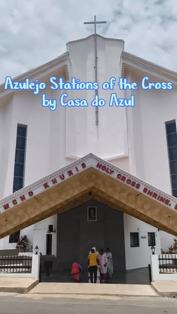Church exterior with Azulejo Stations of the Cross text