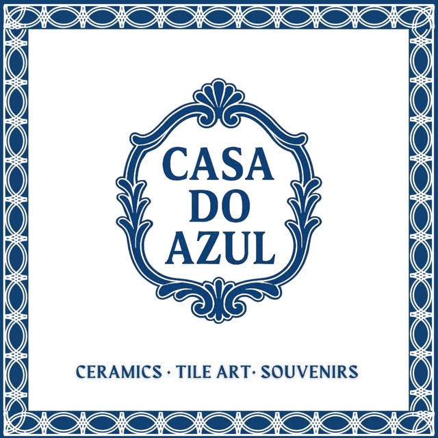 Casa do Azul logo in a blue decorative frame